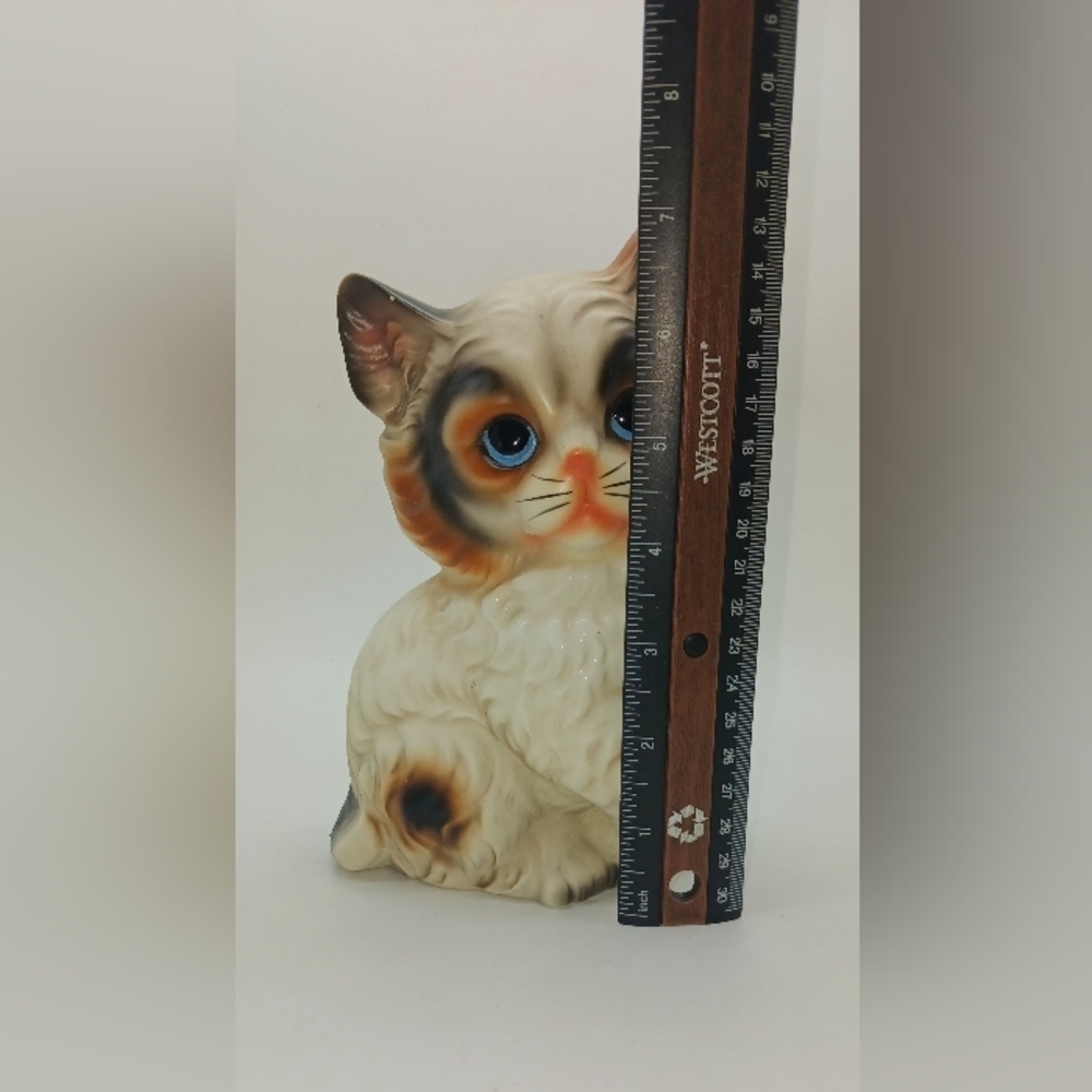 Reis Japan Vintage Porcelain Blue Eye Calico Cat Mid 20TH Century - Picture 2 of 7
